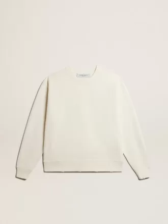 Sudadera en blanco envejecido con logotipo invertido en la espalda – Jersey Capsule Sudadera en blanco envejecido con logotipo invertido en la espalda – Jersey Capsule