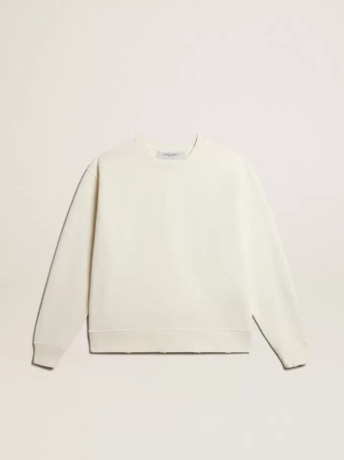 Sudadera en blanco envejecido con logotipo invertido en la espalda – Jersey Capsule Sudadera en blanco envejecido con logotipo invertido en la espalda – Jersey Capsule