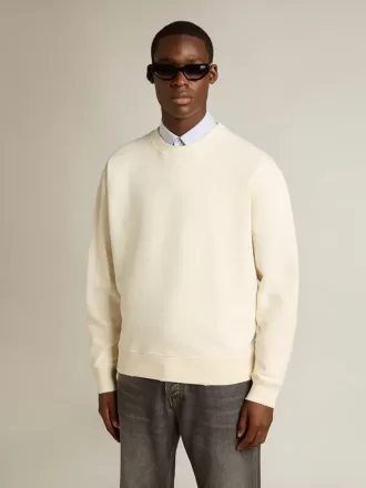 Sudadera en blanco envejecido con logotipo invertido en la espalda – Jersey Capsule Sudadera en blanco envejecido con logotipo invertido en la espalda – Jersey Capsule