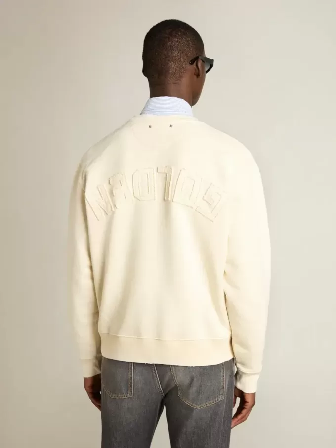 Sudadera en blanco envejecido con logotipo invertido en la espalda – Jersey Capsule Sudadera en blanco envejecido con logotipo invertido en la espalda – Jersey Capsule