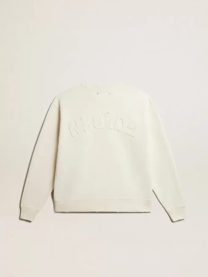 Sudadera en blanco envejecido con logotipo invertido en la espalda – Jersey Capsule Sudadera en blanco envejecido con logotipo invertido en la espalda – Jersey Capsule