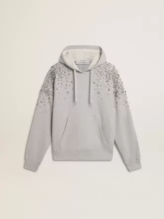 Sudadera gris con capucha y adornos de cristales