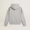 Sudadera gris con capucha y adornos de cristales