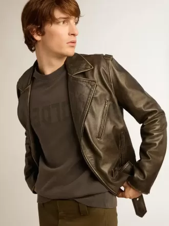 Sudadera gris para hombre con logotipo y efecto desgastado