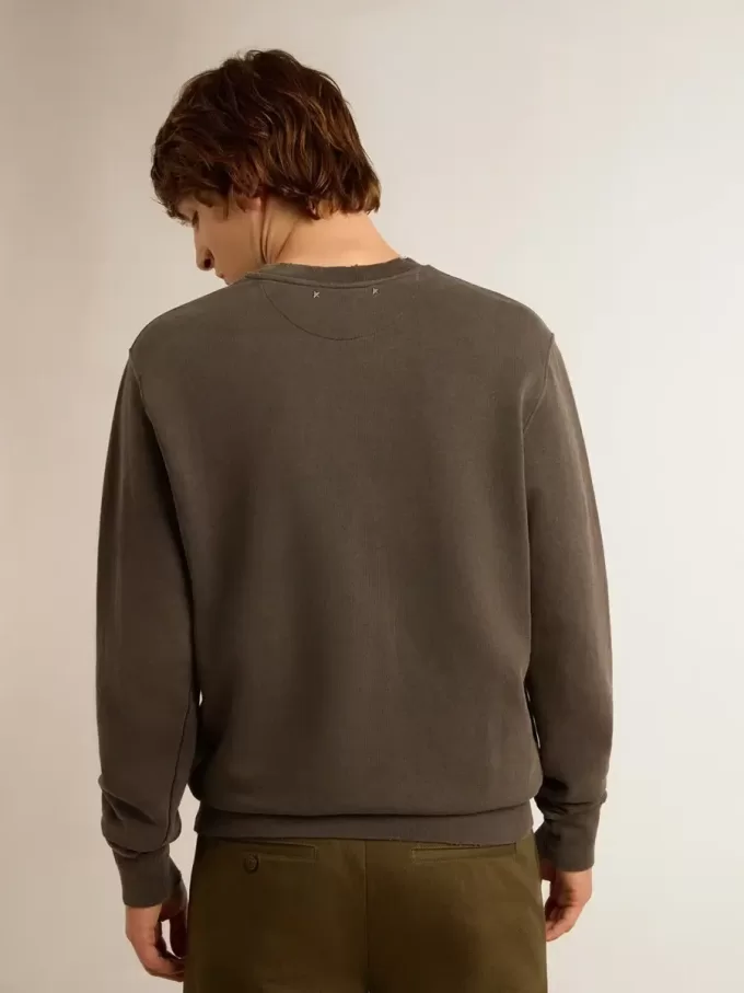 Sudadera gris para hombre con logotipo y efecto desgastado