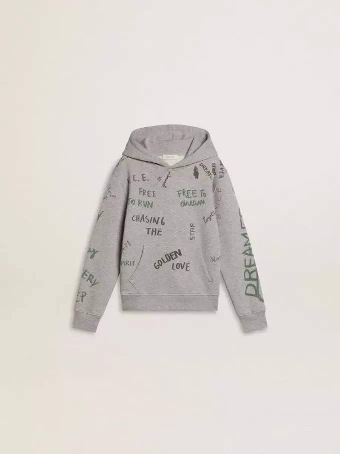 Sudadera gris para niños con letras estampadas multicolores Sudadera gris para niños con letras estampadas multicolores