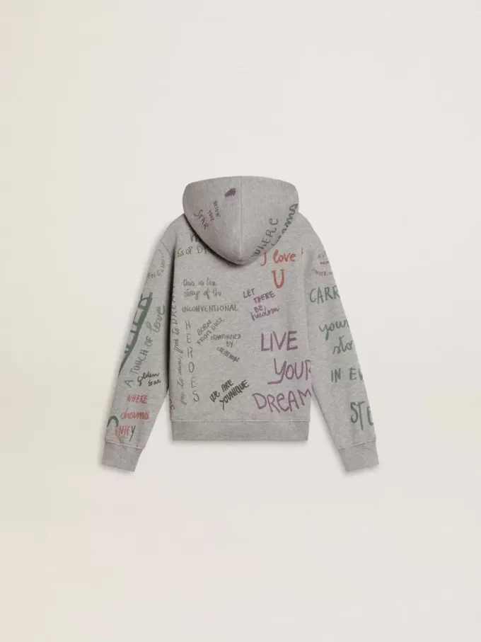 Sudadera gris para niños con letras estampadas multicolores Sudadera gris para niños con letras estampadas multicolores