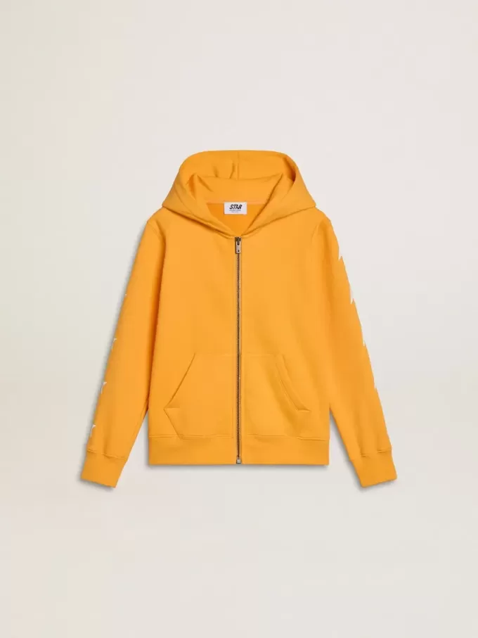 Sudadera naranja para niño con cierre de cremallera Sudadera naranja para niño con cierre de cremallera