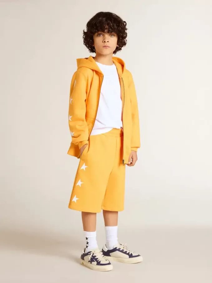 Sudadera naranja para niño con cierre de cremallera Sudadera naranja para niño con cierre de cremallera