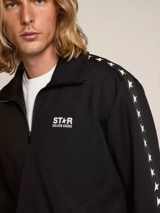 Sudadera negra con cremallera y estrellas blancas para hombre