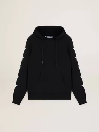 Sudadera negra de la colección Alighiero Star con estrellas blancas en contraste.