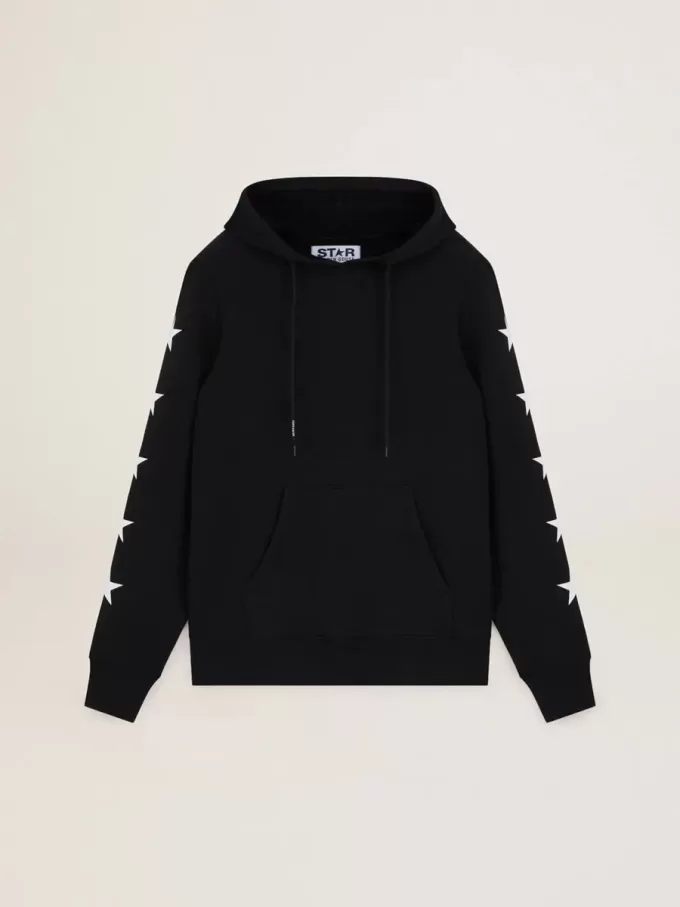 Sudadera negra de la colección Alighiero Star con estrellas blancas en contraste.