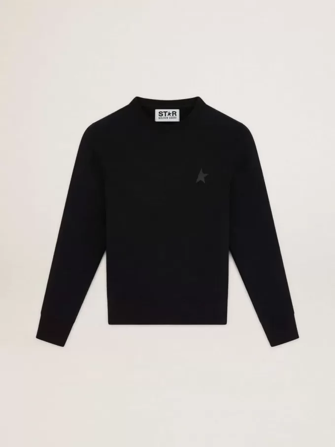 Sudadera negra de la colección Athena Star con estrella tono sobre tono en la parte delantera.