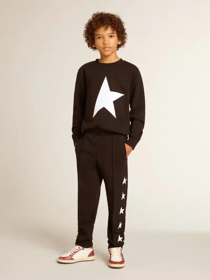 Sudadera negra para niño con una estrella maxi blanca en la parte delantera