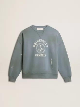 Sudadera oversize en azul celeste con acabado desgastado