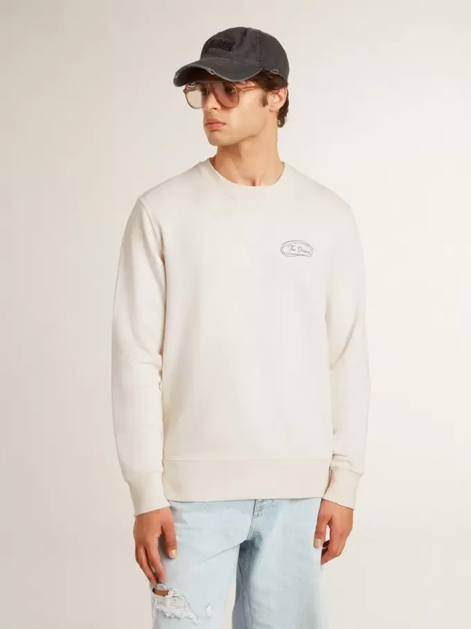 Sudadera para hombre en blanco desgastado con estampado Sudadera para hombre en blanco desgastado con estampado