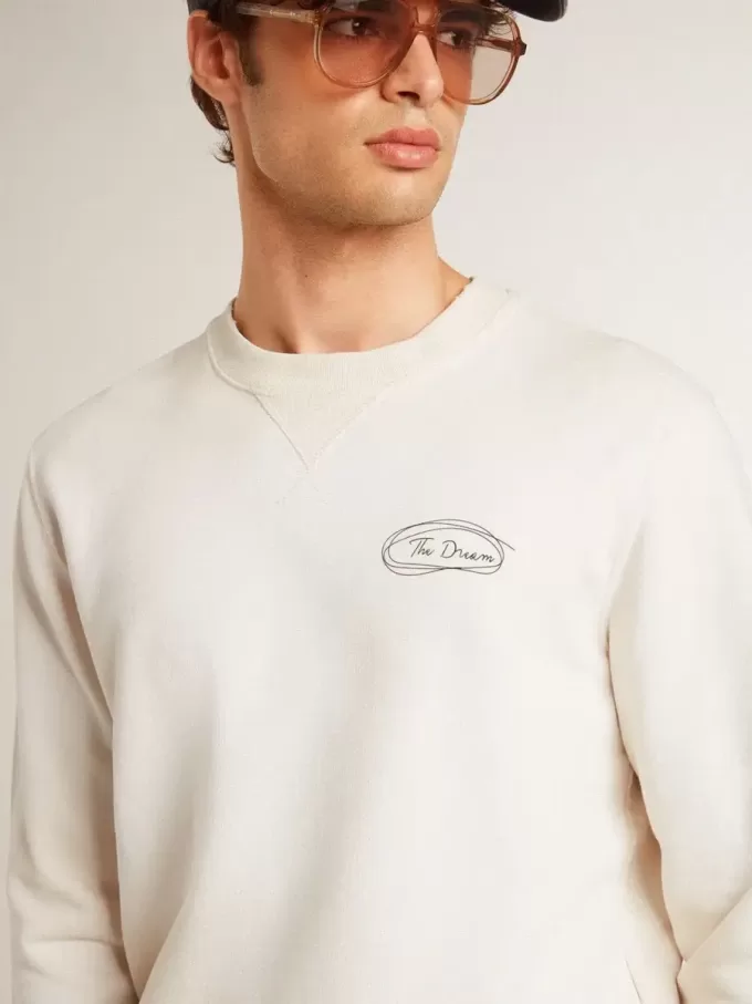 Sudadera para hombre en blanco desgastado con estampado Sudadera para hombre en blanco desgastado con estampado