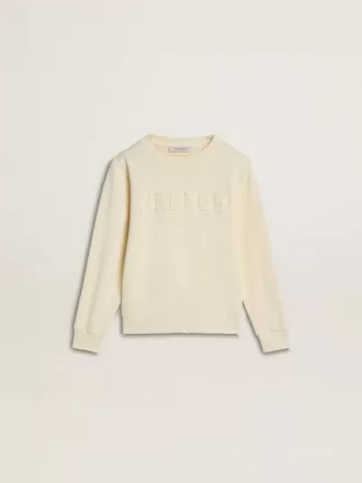 Sudadera para niña en color crema con letras bordadas