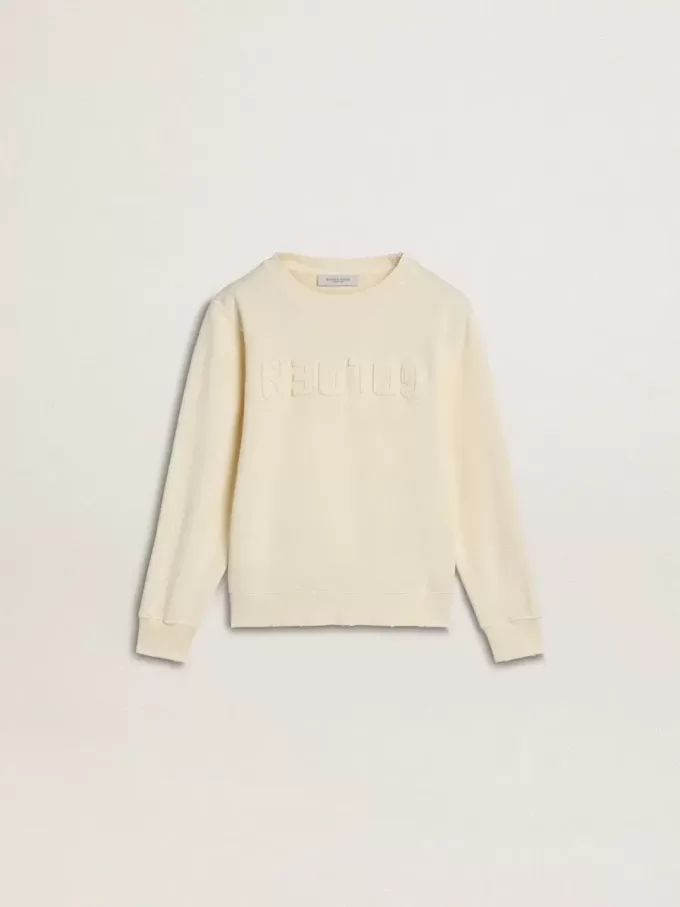 Sudadera para niña en color crema con letras bordadas