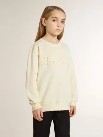 Sudadera para niña en color crema con letras bordadas