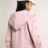 Sudadera rosa con capucha y estrellas plateadas brillantes