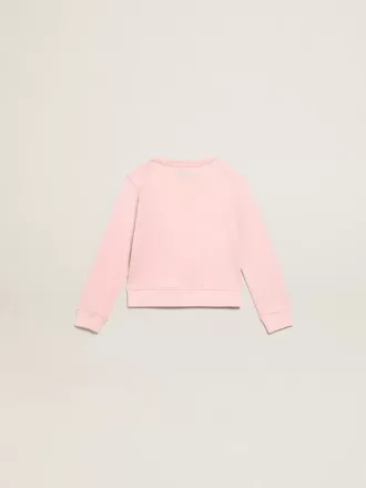 Sudadera rosa con estrella maxi en purpurina plateada en la parte delantera