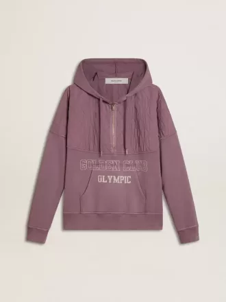 Sudadera unisex de algodón malva con estampado en la parte delantera