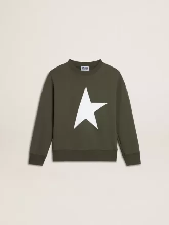 Sudadera verde oscuro para niño con una estrella maxi blanca en la parte delantera