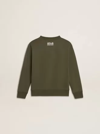 Sudadera verde oscuro para niño con una estrella maxi blanca en la parte delantera