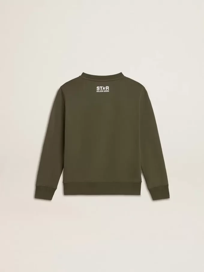 Sudadera verde oscuro para niño con una estrella maxi blanca en la parte delantera Sudadera verde oscuro para niño con una estrella maxi blanca en la parte delantera