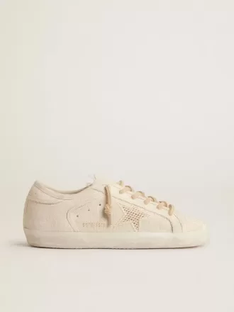 Super-Star en lona color perla con estrella en efecto malla tono sobre tono