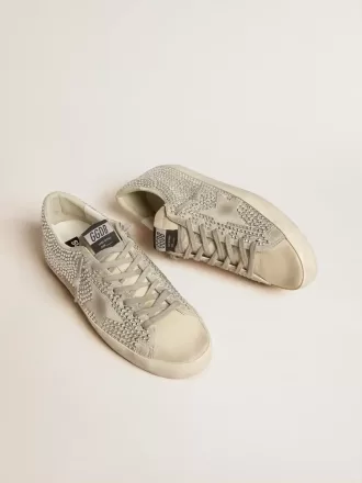 Super-Star en nubuck con cristales Swarovski y estrella de ante gris hielo