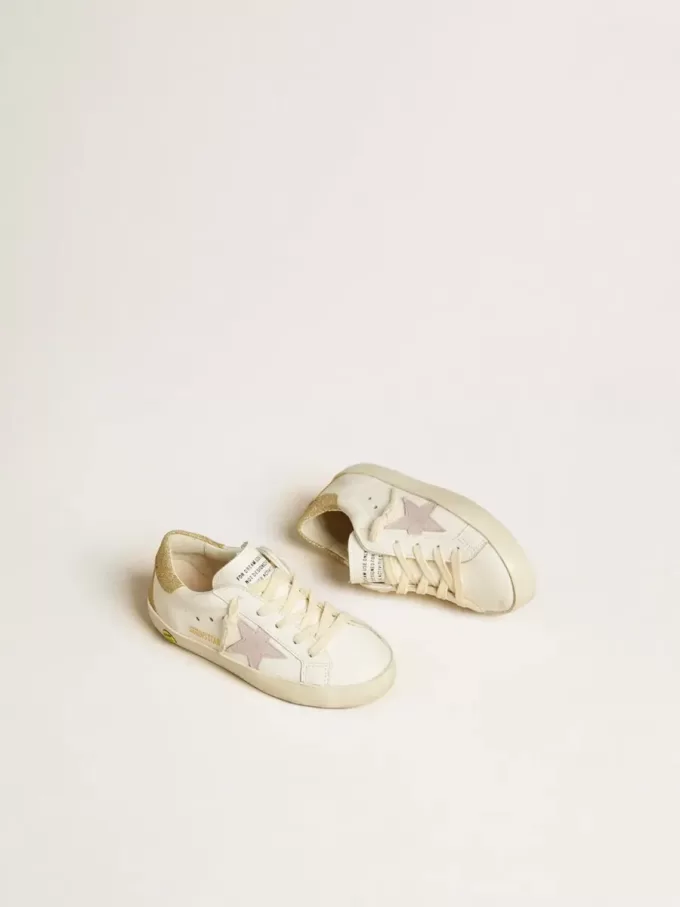 Super-Star Junior con estrella de piel lila y talón con purpurina