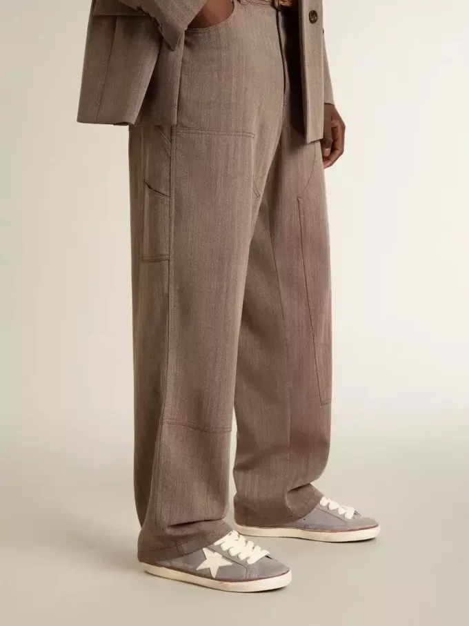 Super-Star LTD en piel nobuk azul claro con estrella de piel blanca y lengüeta del talón de piel marrón