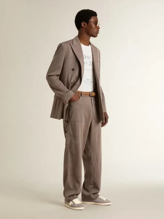 Super-Star LTD en piel nobuk azul claro con estrella de piel blanca y lengüeta del talón de piel marrón