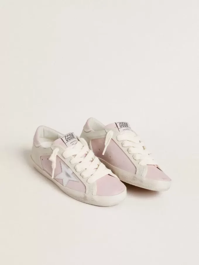 Super-Star LTD en piel rosa con estrella plateada laminada y lengüeta del talón en piel rosa Super-Star LTD en piel rosa con estrella plateada laminada y lengüeta del talón en piel rosa