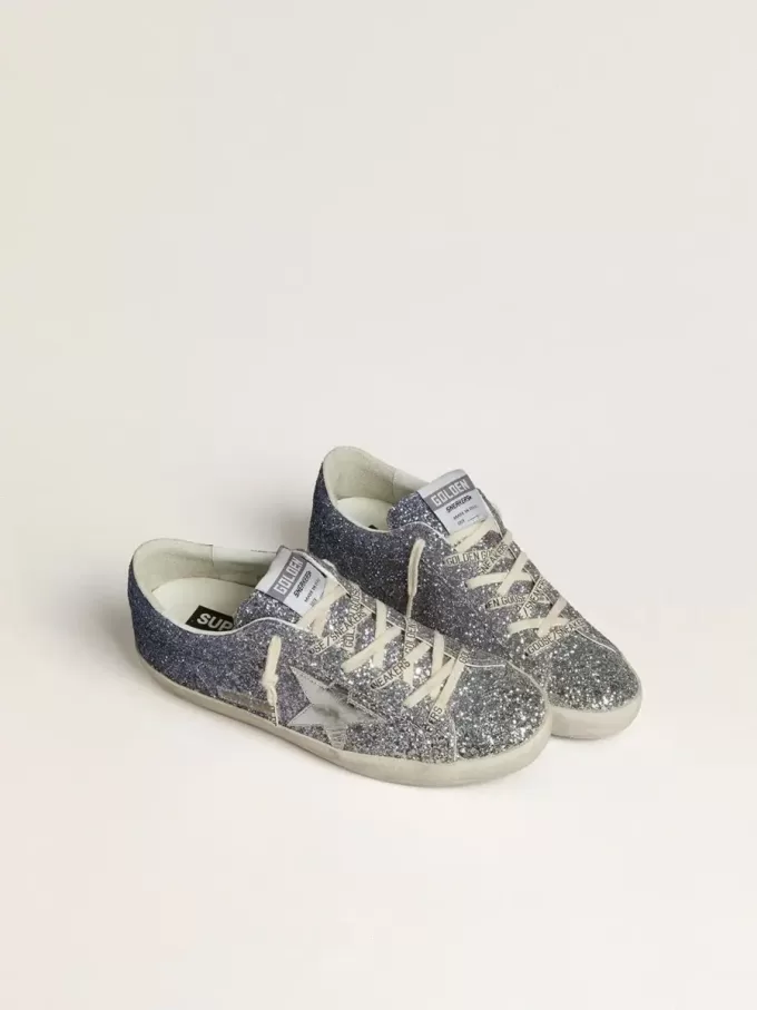 Super-Star LTD en purpurina multicolor con estrella de cuero metalizado plateado Super-Star LTD en purpurina multicolor con estrella de cuero metalizado plateado