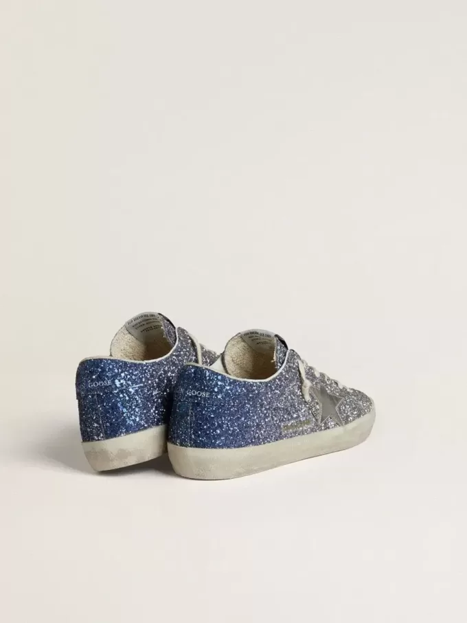 Super-Star LTD en purpurina multicolor con estrella de cuero metalizado plateado Super-Star LTD en purpurina multicolor con estrella de cuero metalizado plateado