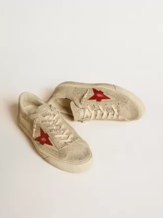 Super-Star LTD para hombre en ante gris con estrella de cuero rojo