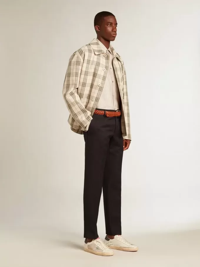 Super-Star LTD para hombre en malla y piel con estrella plateada y lengüeta azul en el talón