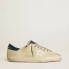 Super-Star LTD para hombre en nubuck con estrella de cuero blanco y lengüeta azul en el talón Super-Star LTD para hombre en nubuck con estrella de cuero blanco y lengüeta azul en el talón