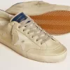 Super-Star LTD para hombre en nubuck con estrella de cuero blanco y lengüeta azul en el talón Super-Star LTD para hombre en nubuck con estrella de cuero blanco y lengüeta azul en el talón