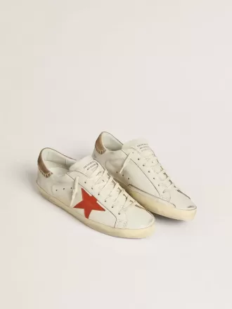 Super-Star LTD para hombre en piel napa con estrella de piel naranja y lengüeta del talón en ante tabaco