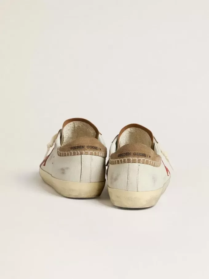 Super-Star LTD para hombre en piel napa con estrella de piel naranja y lengüeta del talón en ante tabaco