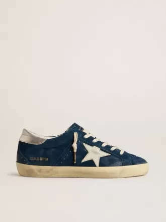 Super-Star LTD para mujer en ante azul con estrella blanca Super-Star LTD para mujer en ante azul con estrella blanca