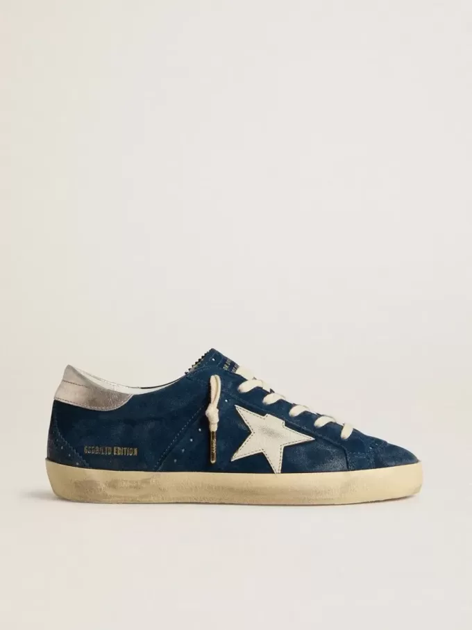 Super-Star LTD para mujer en ante azul con estrella blanca Super-Star LTD para mujer en ante azul con estrella blanca