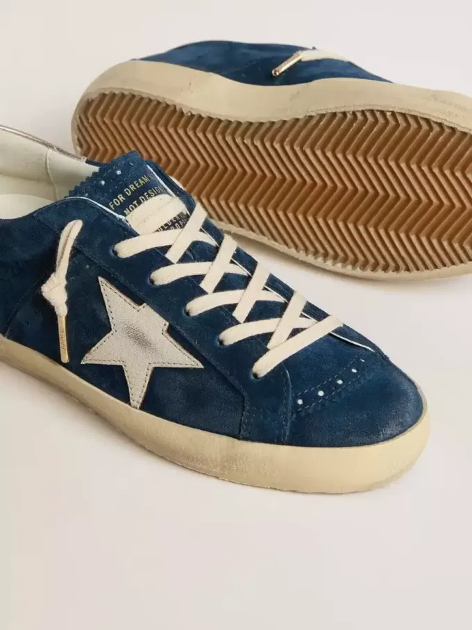 Super-Star LTD para mujer en ante azul con estrella blanca Super-Star LTD para mujer en ante azul con estrella blanca