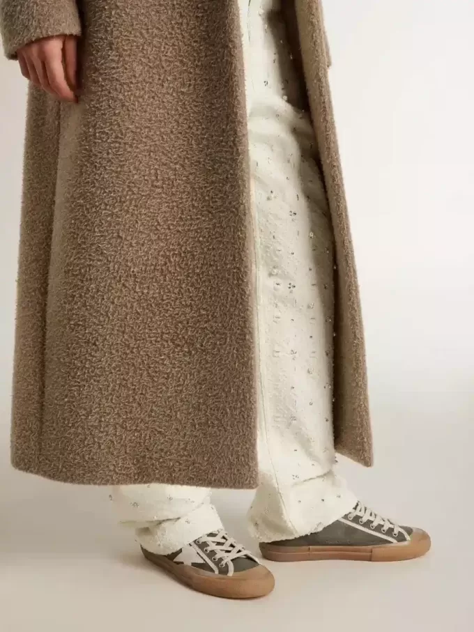 Super-Star LTD para mujer en lona verde con estrella de cuero blanco Super-Star LTD para mujer en lona verde con estrella de cuero blanco