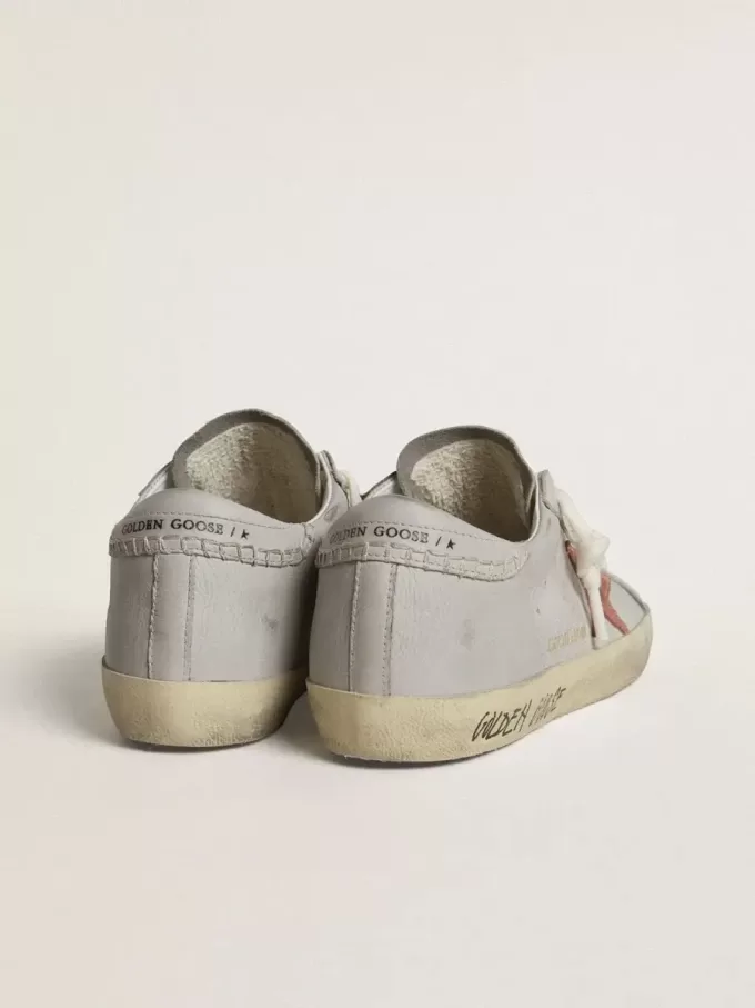 Super-Star LTD para mujer en piel gris con estrella de ante rojo ladrillo Super-Star LTD para mujer en piel gris con estrella de ante rojo ladrillo