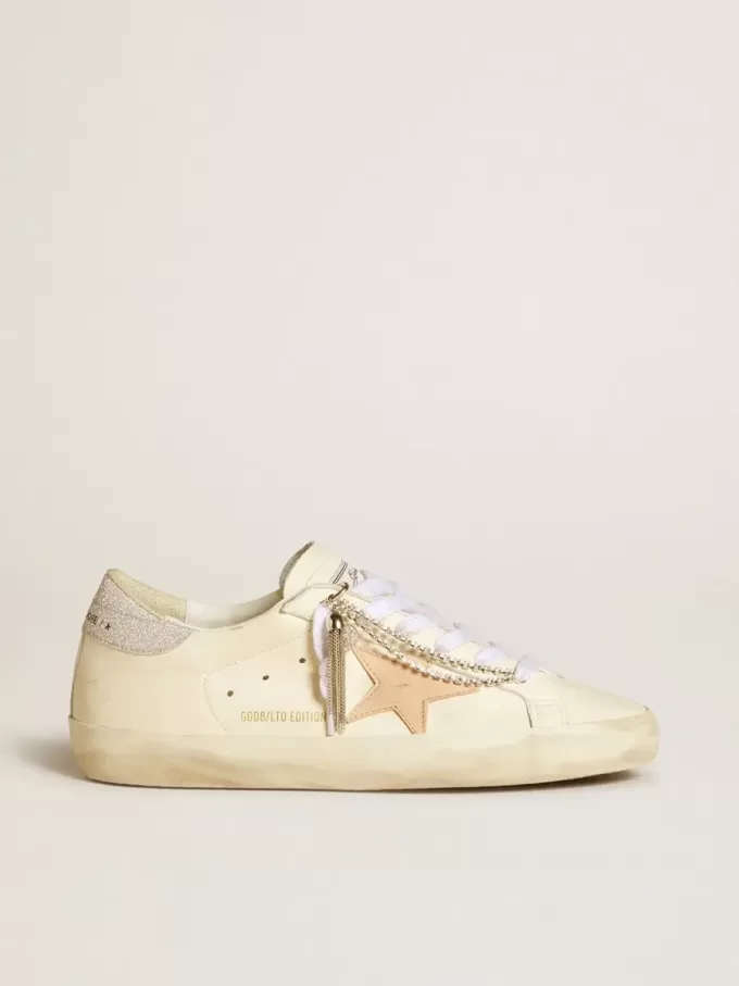 Super-Star LTD para mujer en piel napa con estrella de piel nude y talón con purpurina Super-Star LTD para mujer en piel napa con estrella de piel nude y talón con purpurina